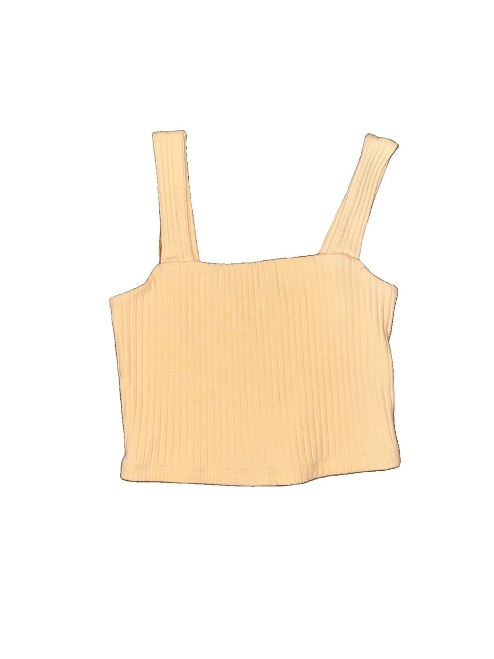 American Eagle Ribbed Square Neck Crop Tank Top Cream Orange Size Small